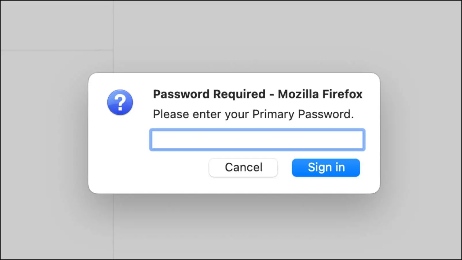 Primary Password Feature in Firefox Requesting Password