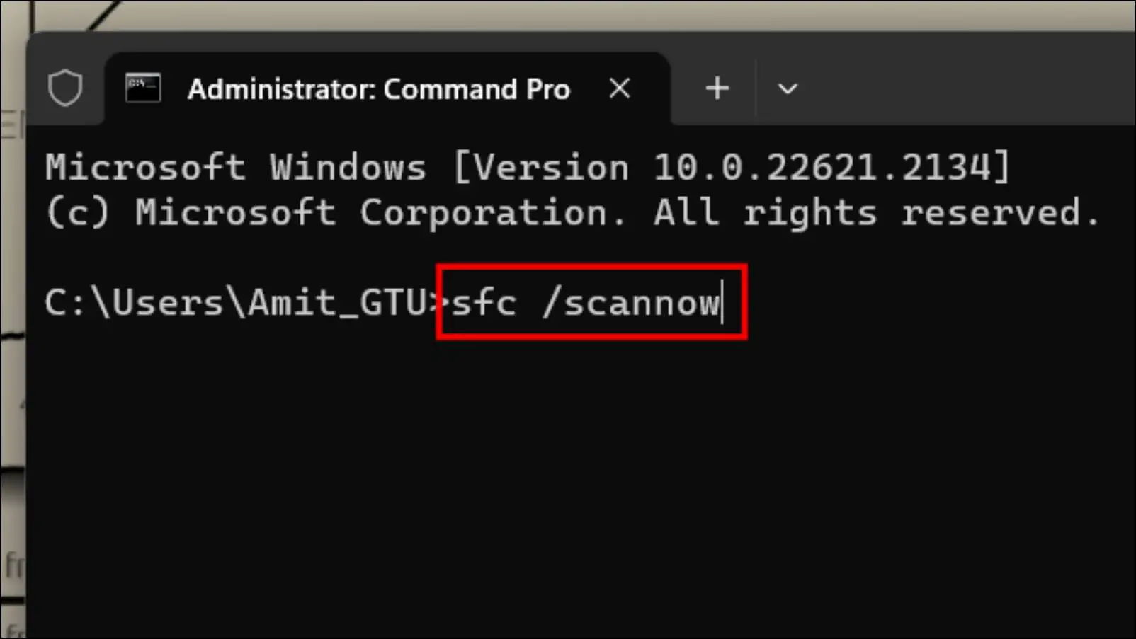 Entering SFC Scan Command