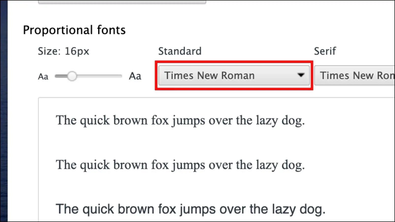 Select Font for the Selected Language