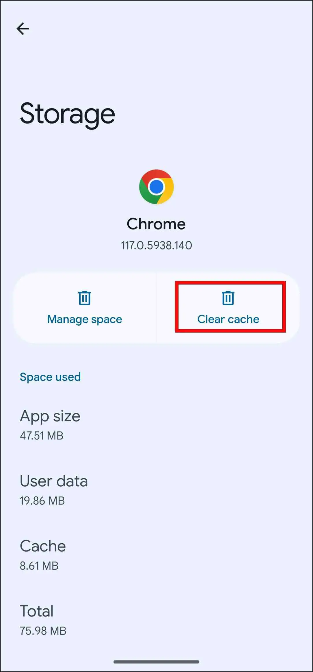 Clearing Cache for Chrome on Android