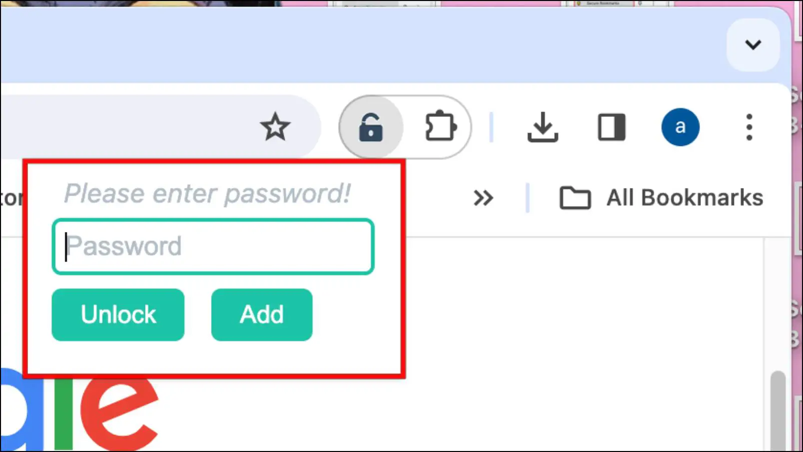 Enter Password and Click on Submit to Access Bookmarks