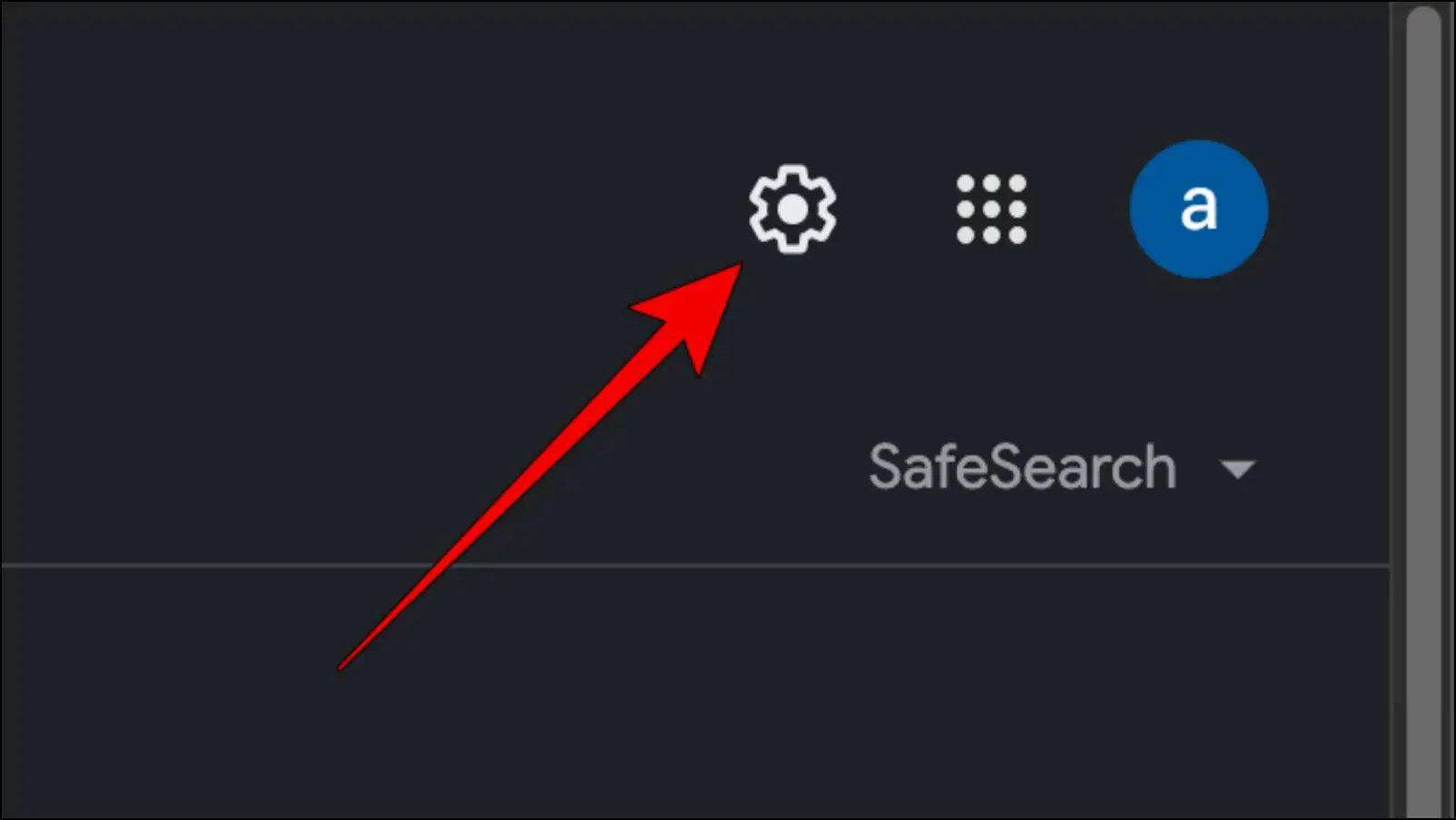 Clicking on the Gear Icon in Google Search