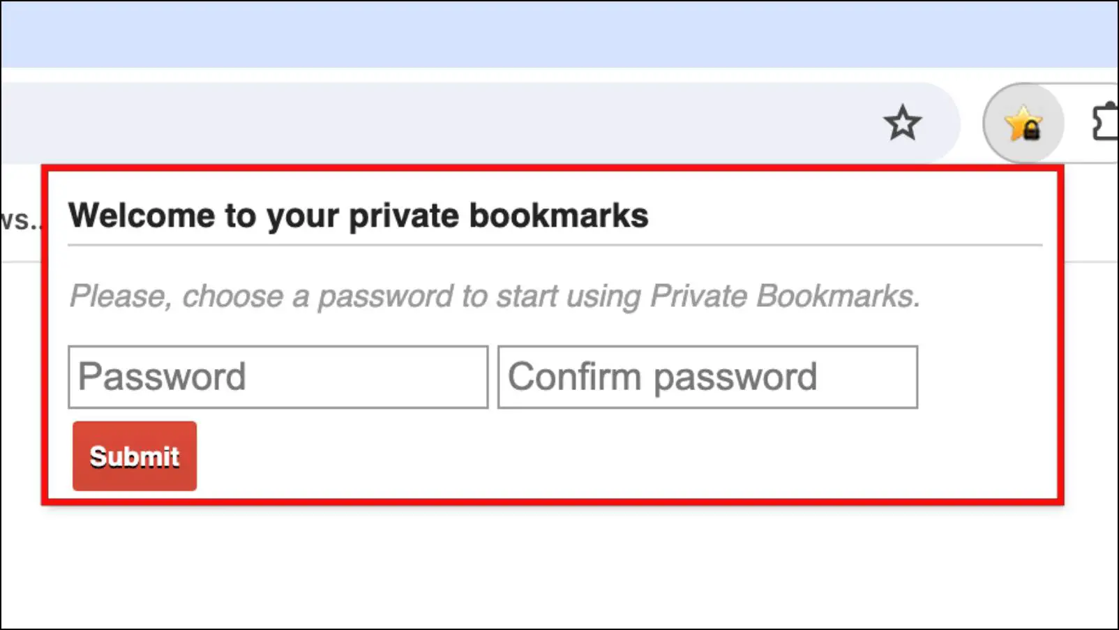 Set Up a Password for Private Bookmarks Extension