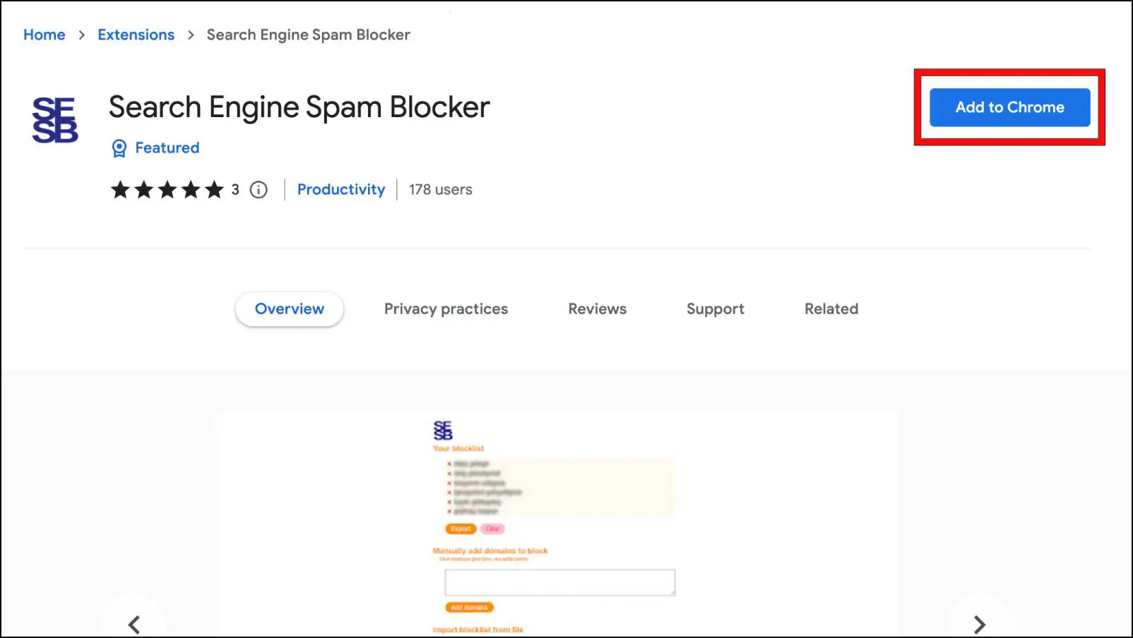 Download Search Engine Spam Blocker Extension