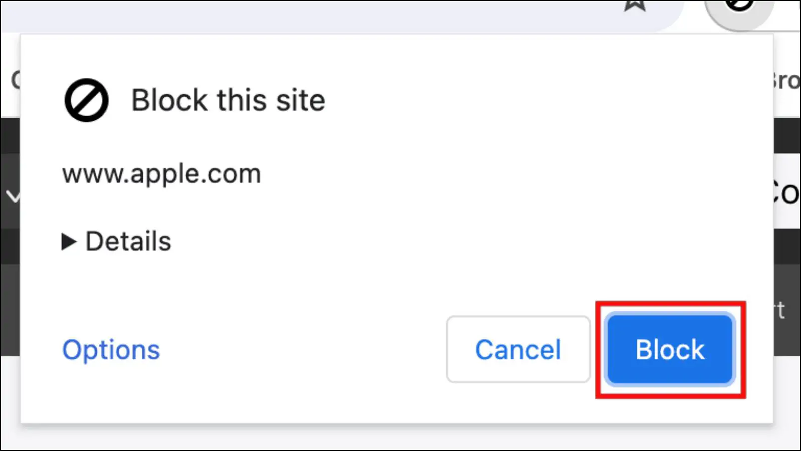 Selecting Block Option to Exclude Websites in Search Results